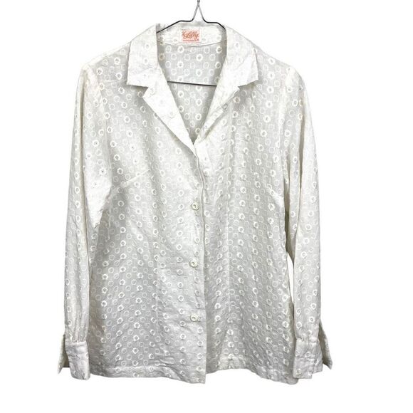 VTG 60’s RARE Lilly Pulitzer Long Sleeve Embroidered Floral White Button Up Top - Picture 1 of 6